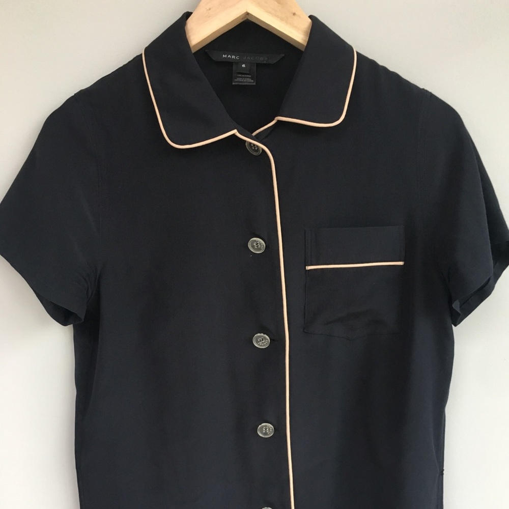 Marc Jacobs short sleeve tipped silk shirt